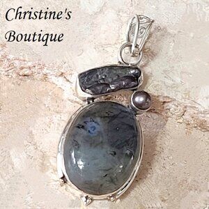 Russian Laboradorite Gemstone Sterling Silver Pendant